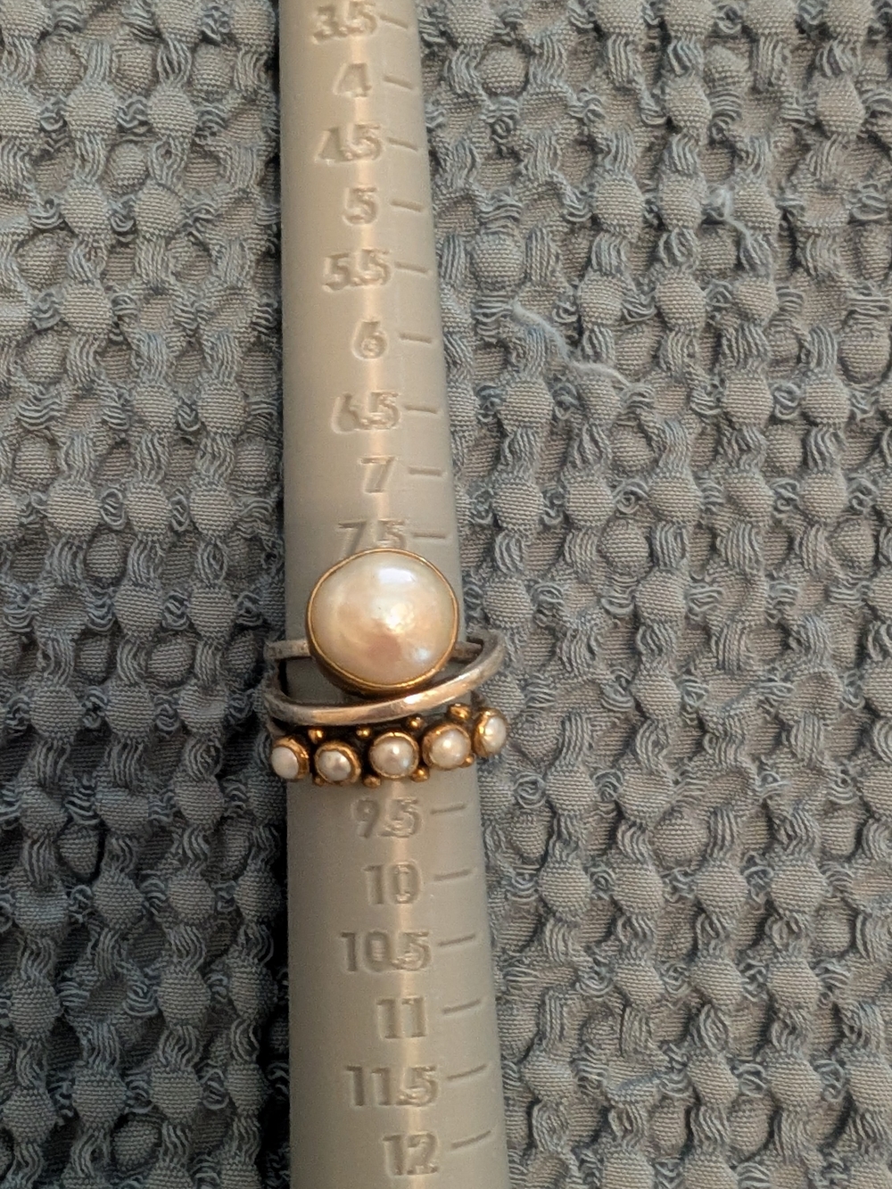 Sterling Silver Pearl Stack Ring Set - White Pearl